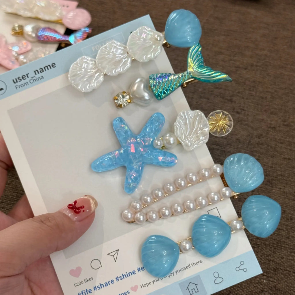 Ocean Mermaid Hair Clips Set – Starfish Shell Cute Hair Accessories