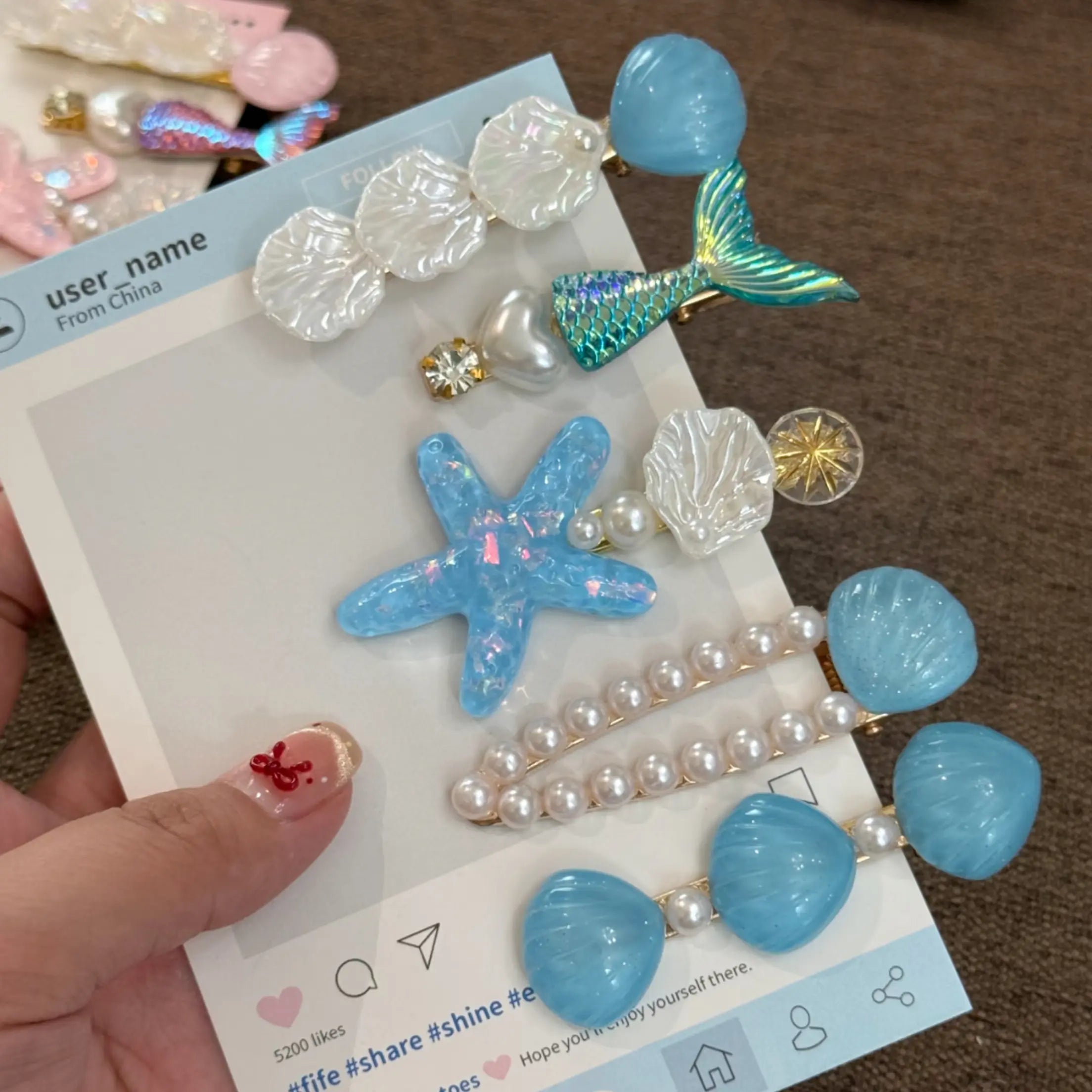 Ocean Mermaid Hair Clips Set – Starfish Shell Cute Hair Accessories