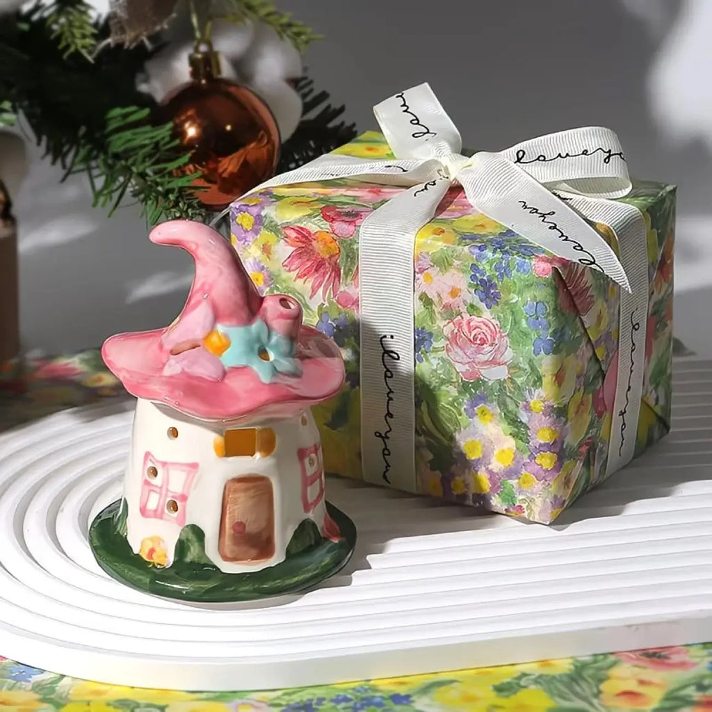 Cute Ceramic Witch House Night Light, Magical Fairy House Lamp for Bedroom, Unique Birthday Gift for Girls