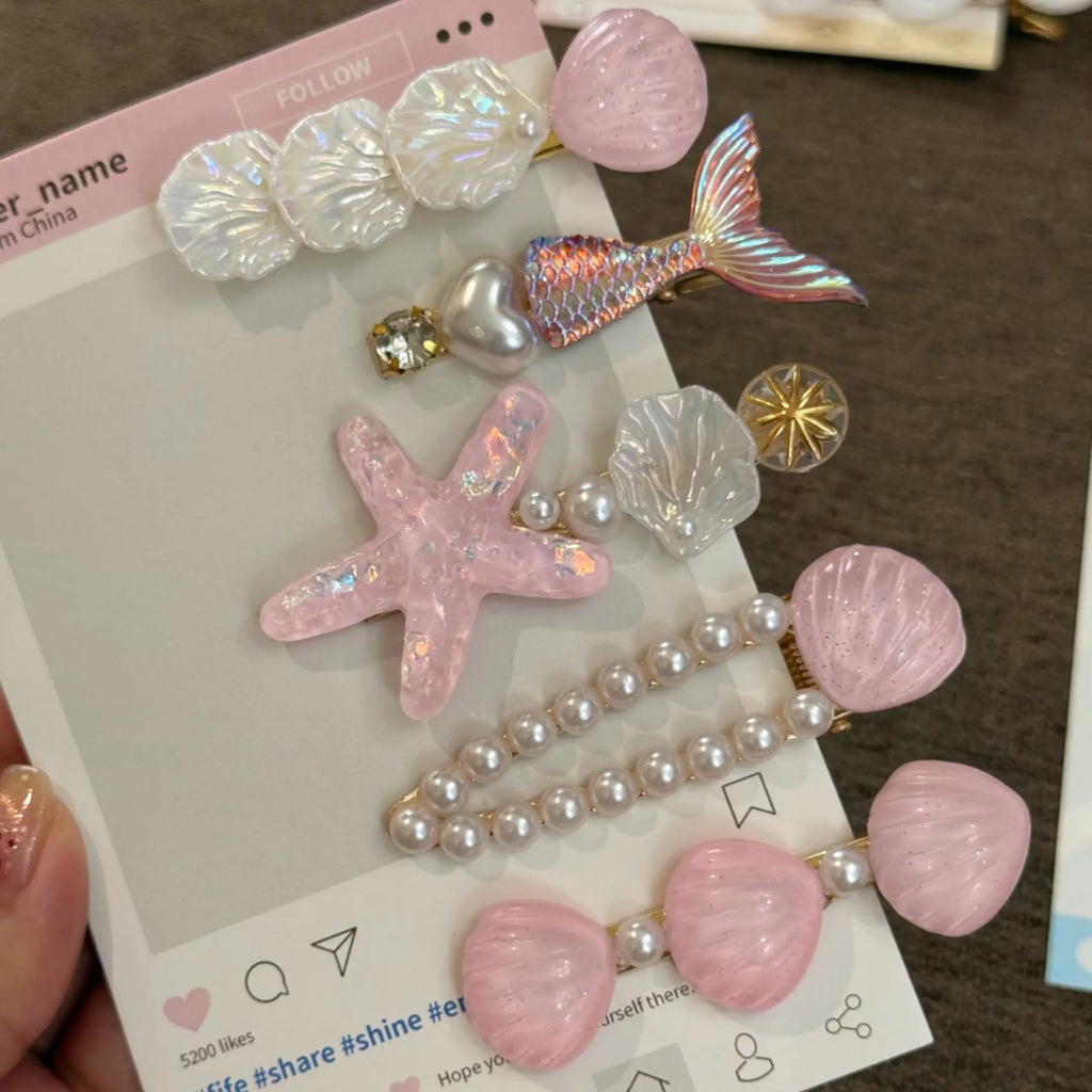 Ocean Mermaid Hair Clips Set – Starfish Shell Cute Hair Accessories