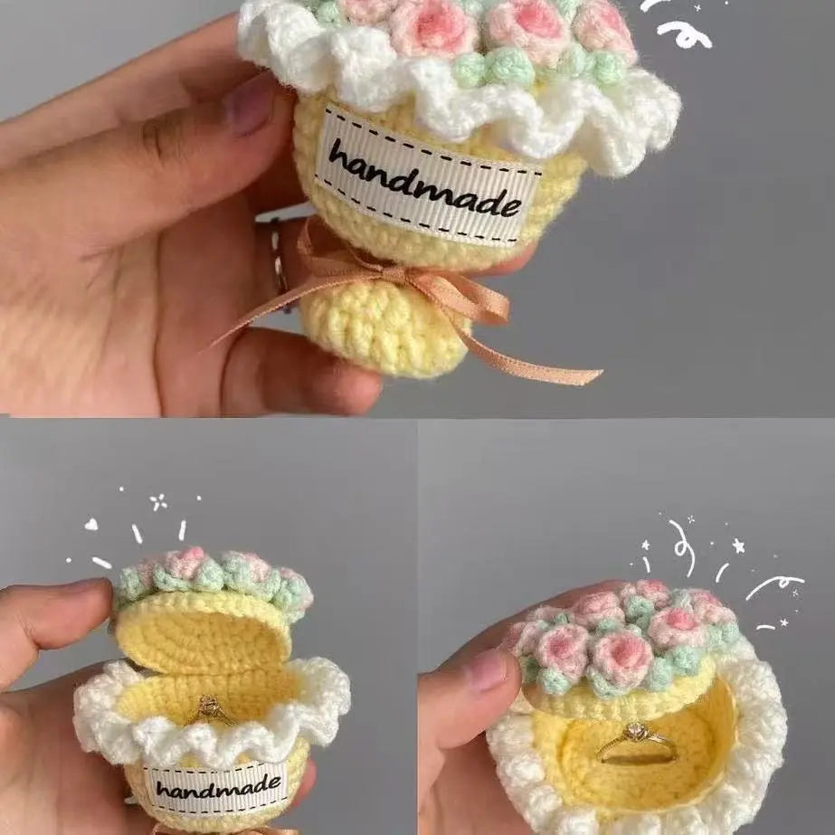 Handmade Crochet Ring Box — Romantic Knitted Surprise Proposal Gift