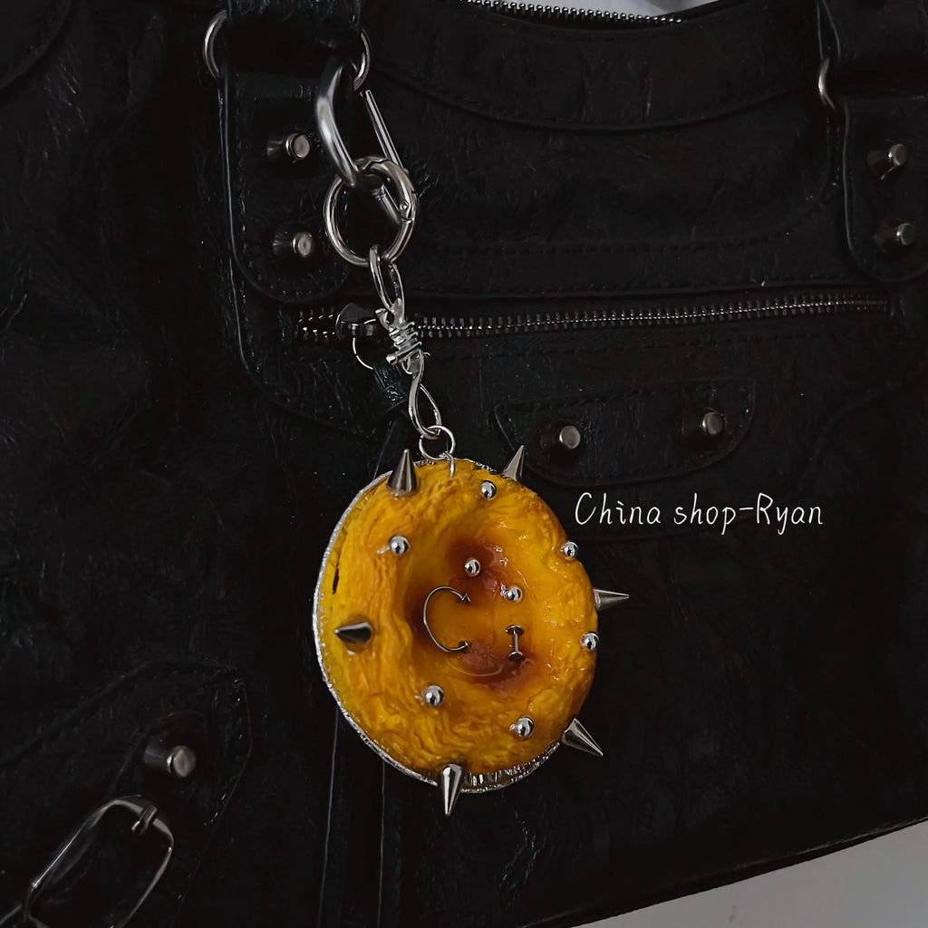 Punk Tart Bag Charm | Y2K Food-Inspired Keychain, Edgy Cute Pastry Pendant, Unique Gift Accessory