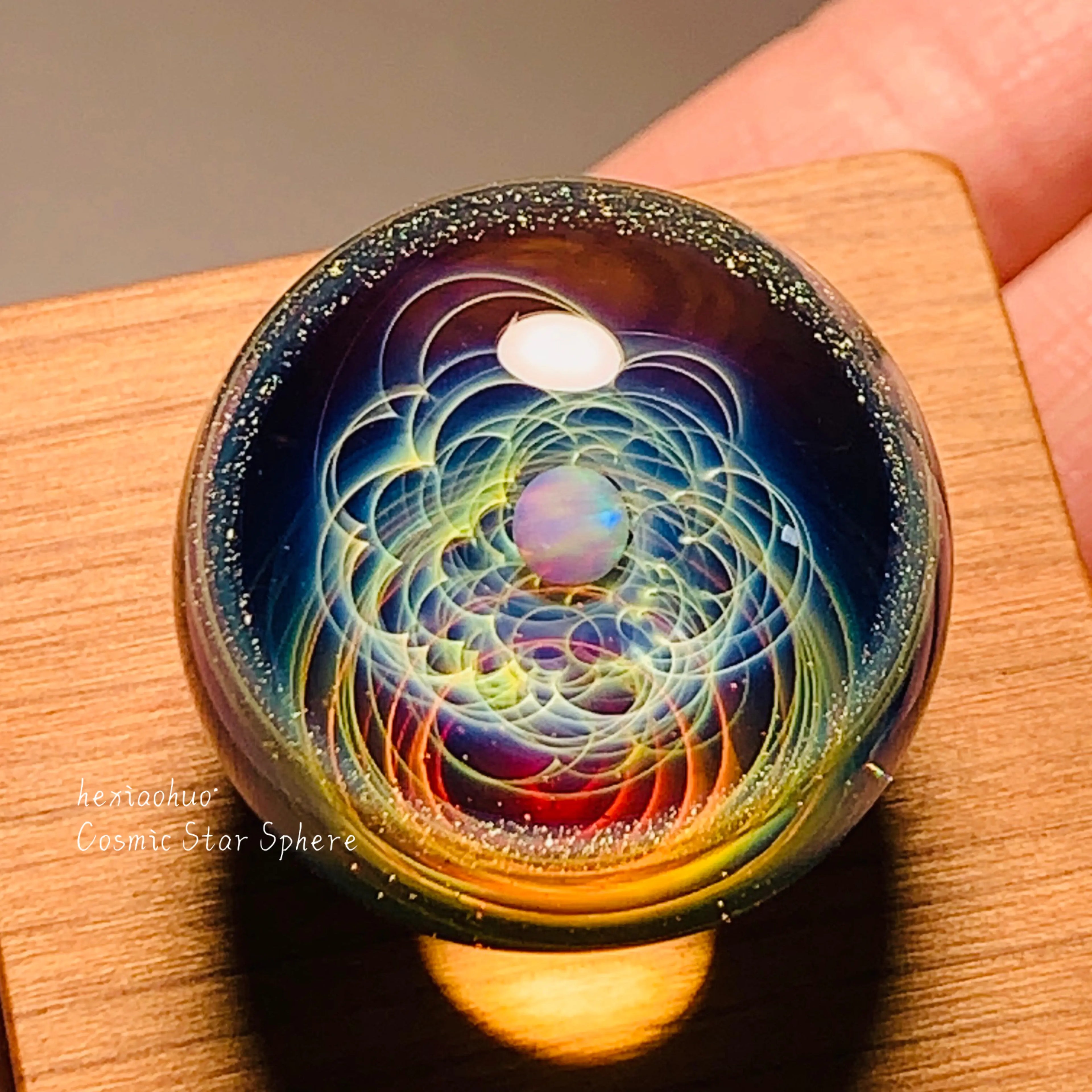 Galaxy Glass Sphere – Hand-Blown Cosmic Art Orb, Handmade Universe Design