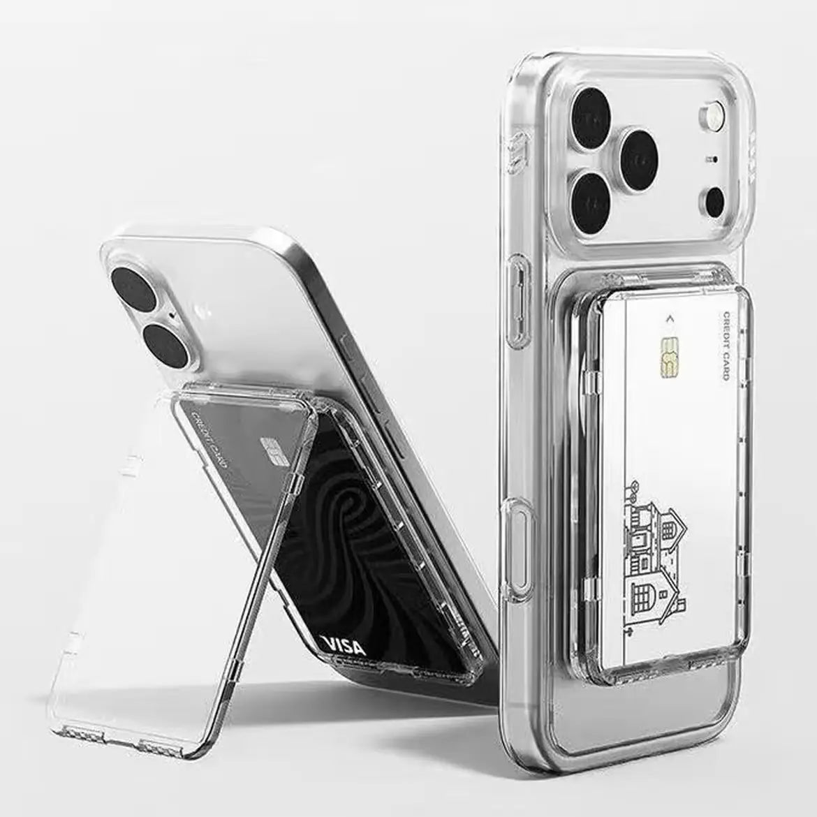 Transparent Magnetic Phone Card Holder with DIY Star Stickers | Clear Phone Case for Mini Cards & Photo Cards