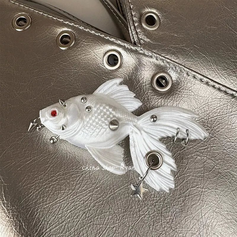 Punk Goldfish Hair Clip | Y2K 3D Printed Fish Barrette, Gothic Aesthetic Hair Accessory, Unique Statement Piece