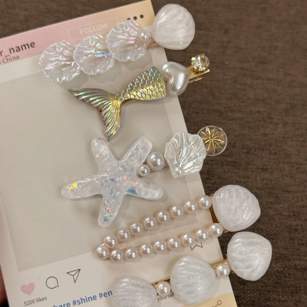 Ocean Mermaid Hair Clips Set – Starfish Shell Cute Hair Accessories