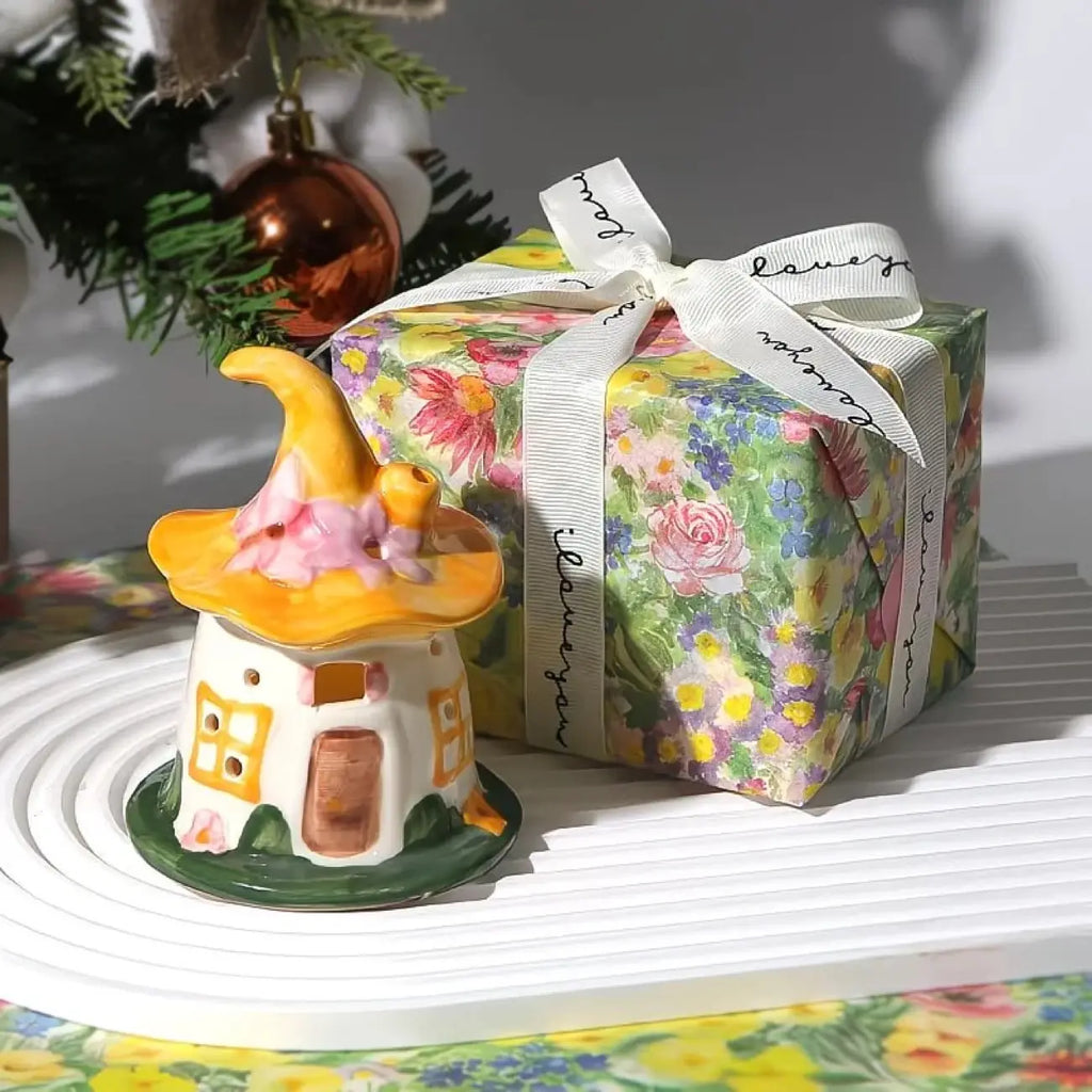 Cute Ceramic Witch House Night Light, Magical Fairy House Lamp for Bedroom, Unique Birthday Gift for Girls