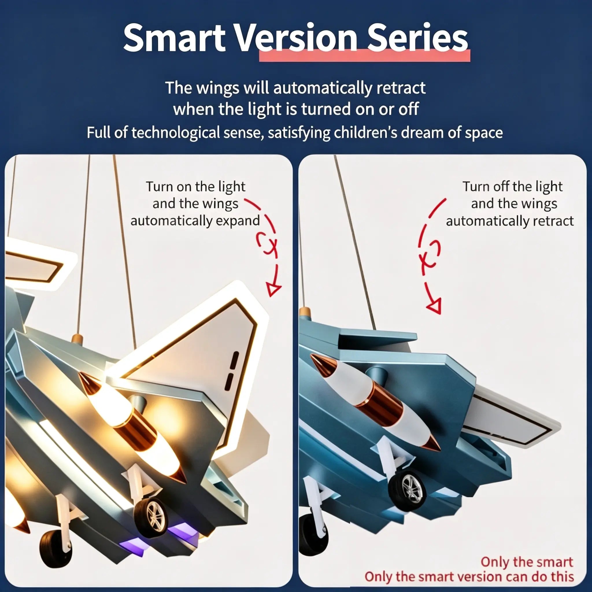 Kids Fighter Jet LED Ceiling Light  Stretchable Wings | Perfect Gift for Kids & Home
