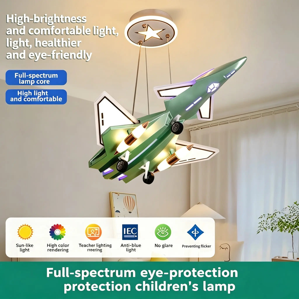 Kids Fighter Jet LED Ceiling Light  Stretchable Wings | Perfect Gift for Kids & Home
