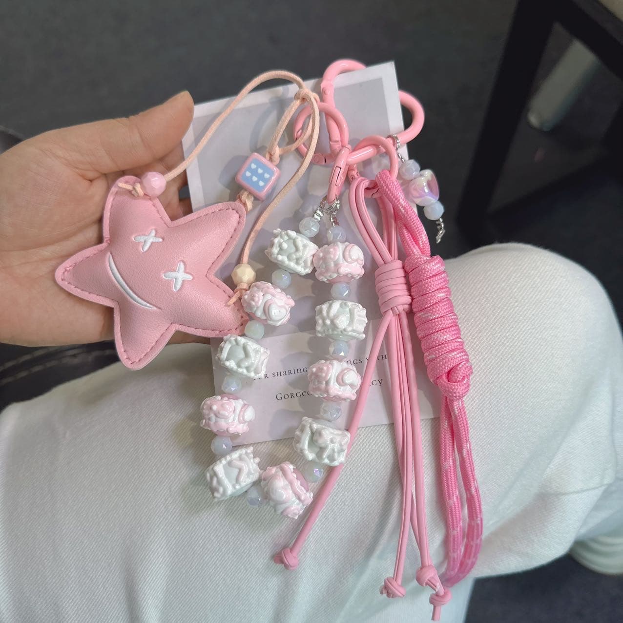 Handmade Colorful Bag Charm & Keychain – Cute Backpack Accessory, Perfect Gift for Her