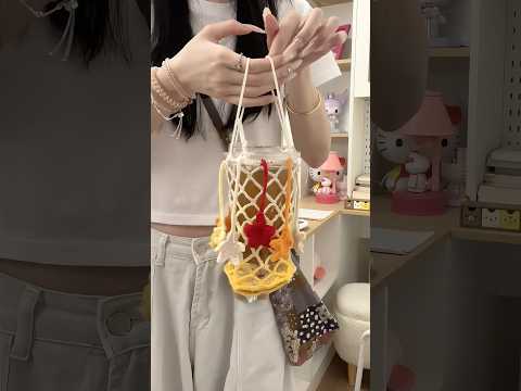 Handmade Crochet Flower Ornament – Bag Charm, Keychain & Cup Sleeve, Unique Handmade Gift