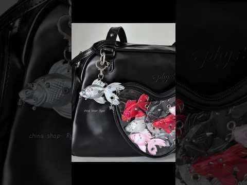 3D Printed Gothic Goldfish Keychain | Punk Spike & Star Bag Charm