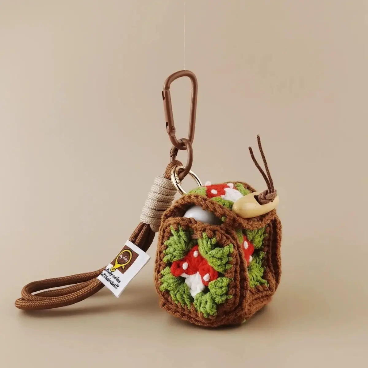 Cute Crochet Mushroom Earbud Case Hand Knit AirPods Bag Keychain Gift
